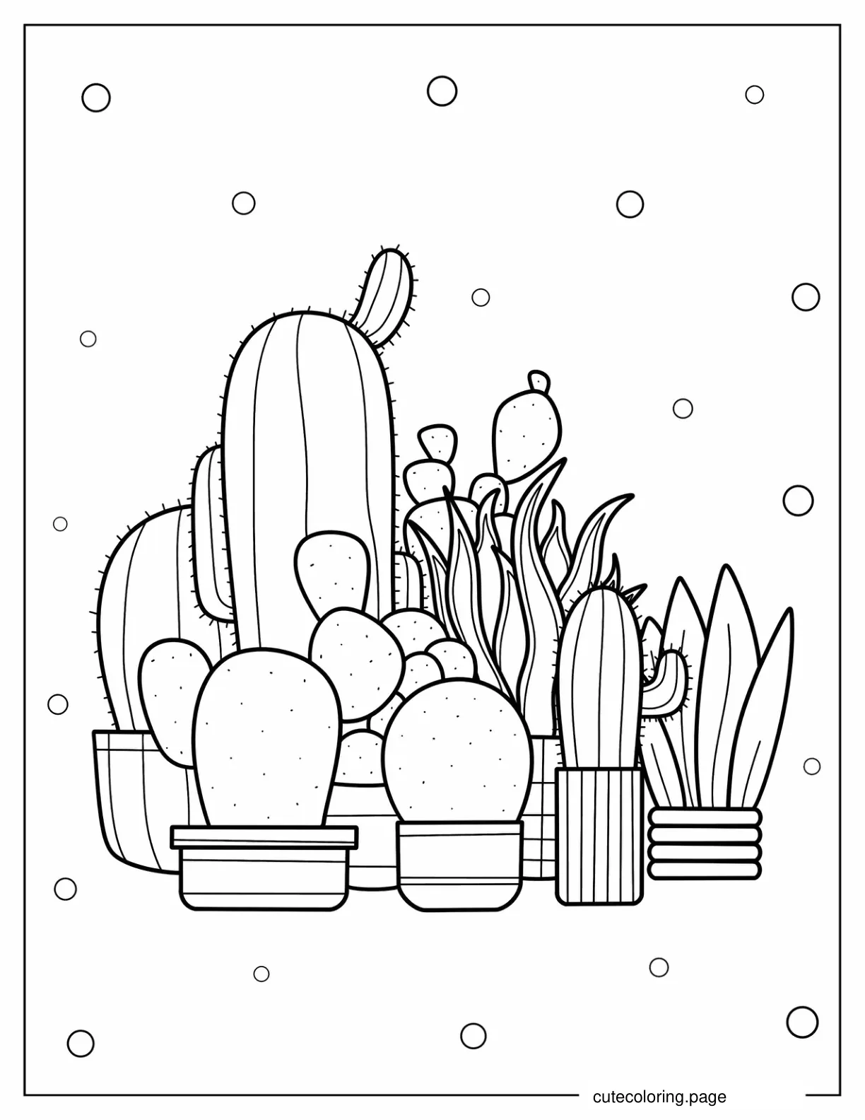 Various Baby Cactus Plants To Color coloring page