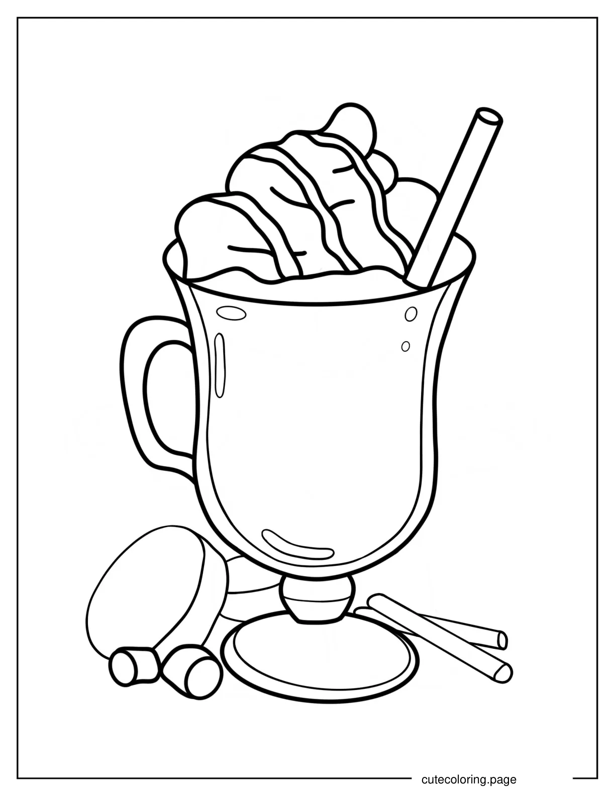 Iced Coffee With Whipped Cream And Syrup Coloring Sheet coloring page