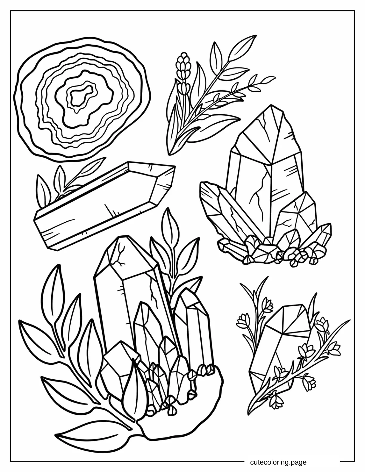 Large Crystals In Different Perspectives Coloring Sheet coloring page