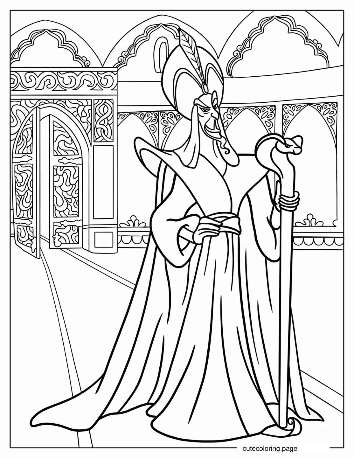 Disney Villain Jafar In Sultan_s Palace Coloring Sheet coloring page