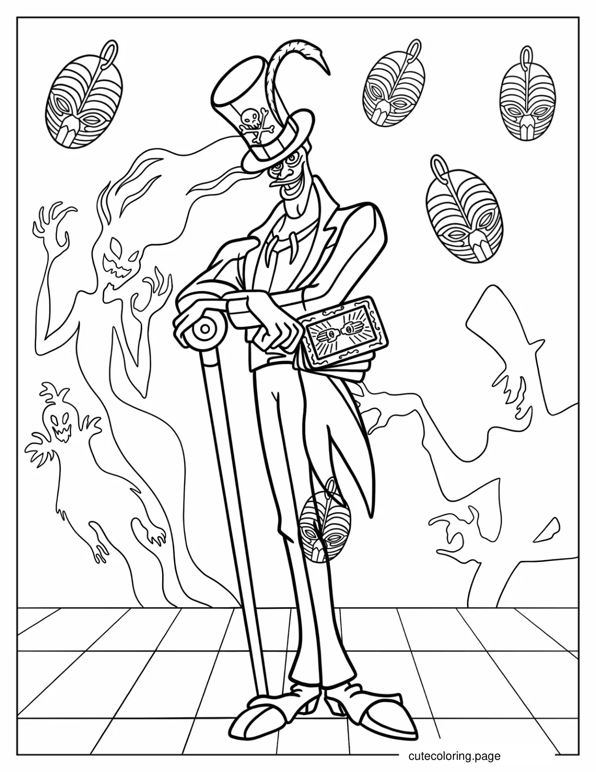 Dr. Facilier With Dark Magic Disney Villain Coloring Sheet coloring page