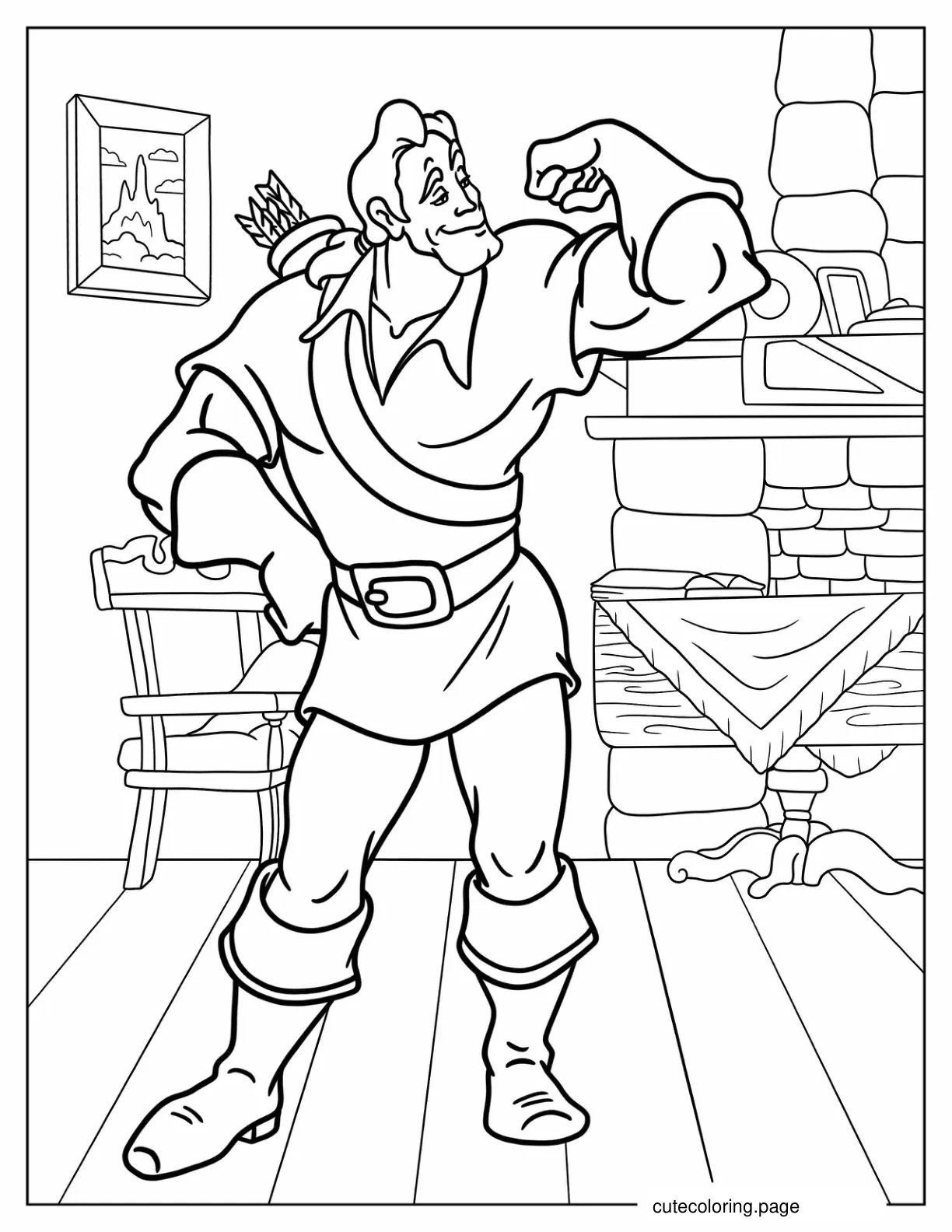 Gaston Flexing Muscles Disney Villain Coloring Page coloring page