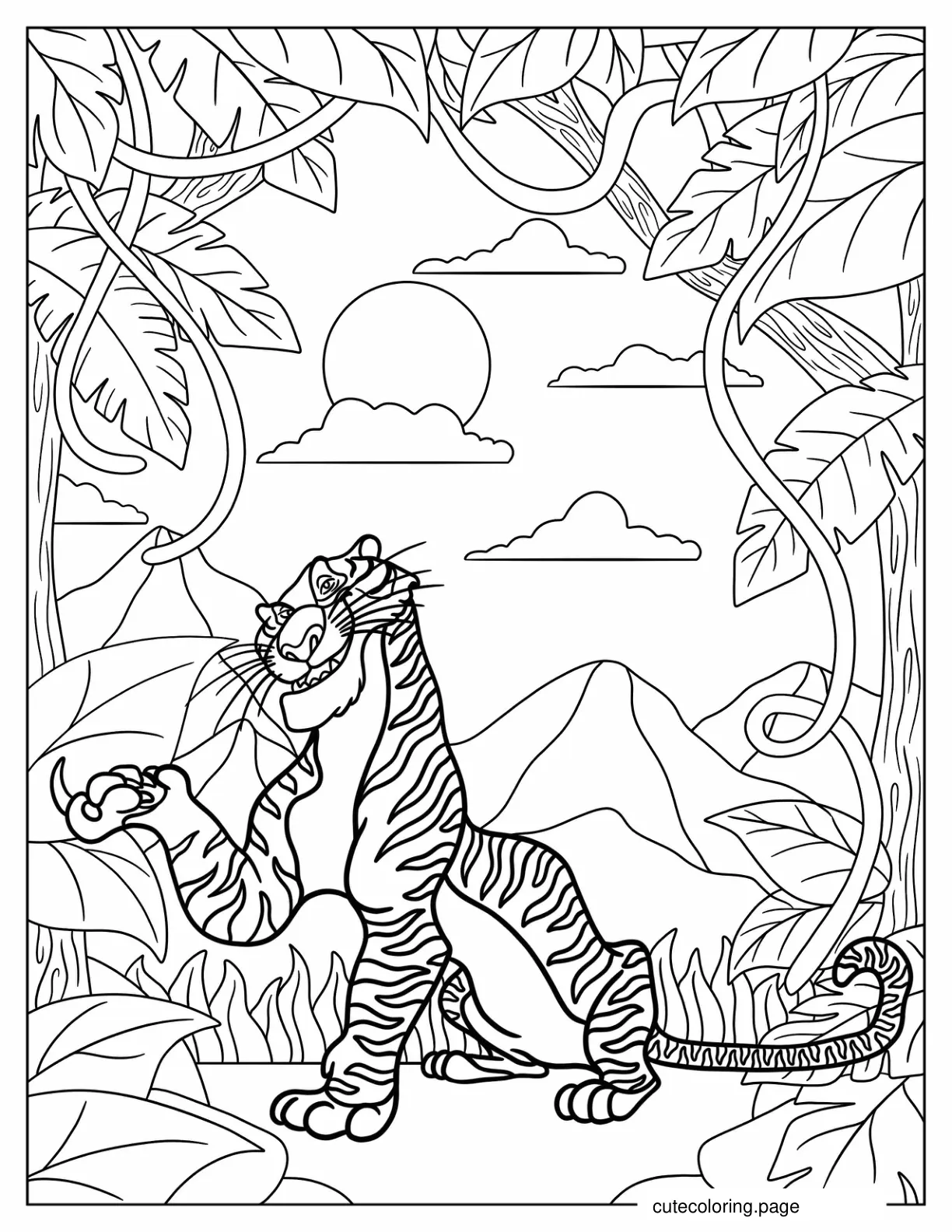 The Jungle Book Rajah Coloring Sheet For Kids coloring page