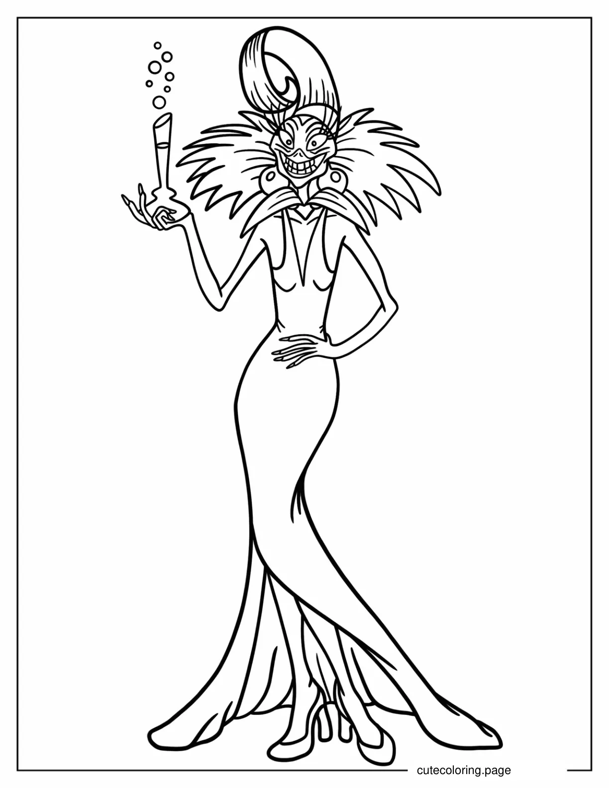 Yzma Holding Bubbling Wine Coloring Page coloring page