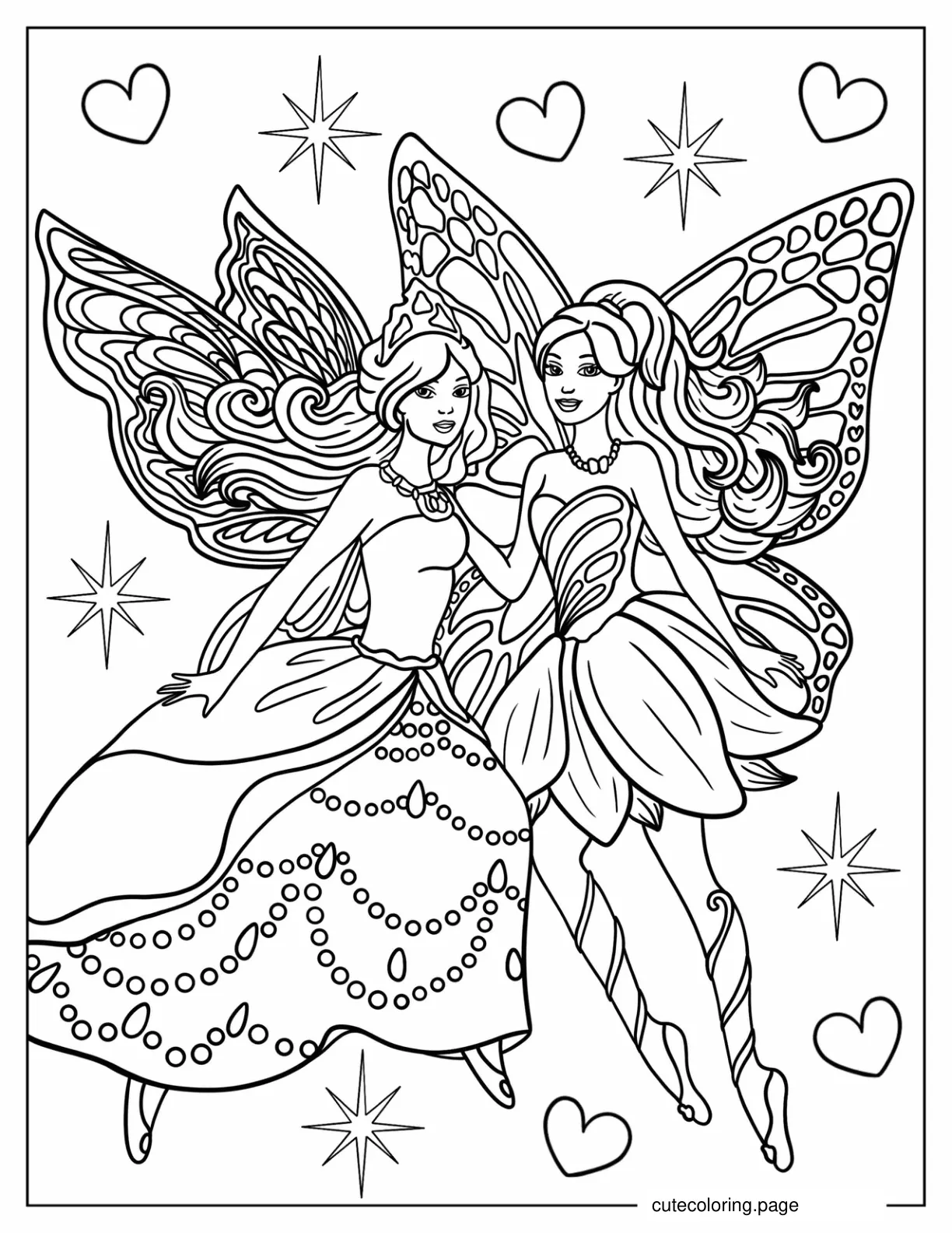 Barbie Mariposa Fairies Coloring Sheet coloring page