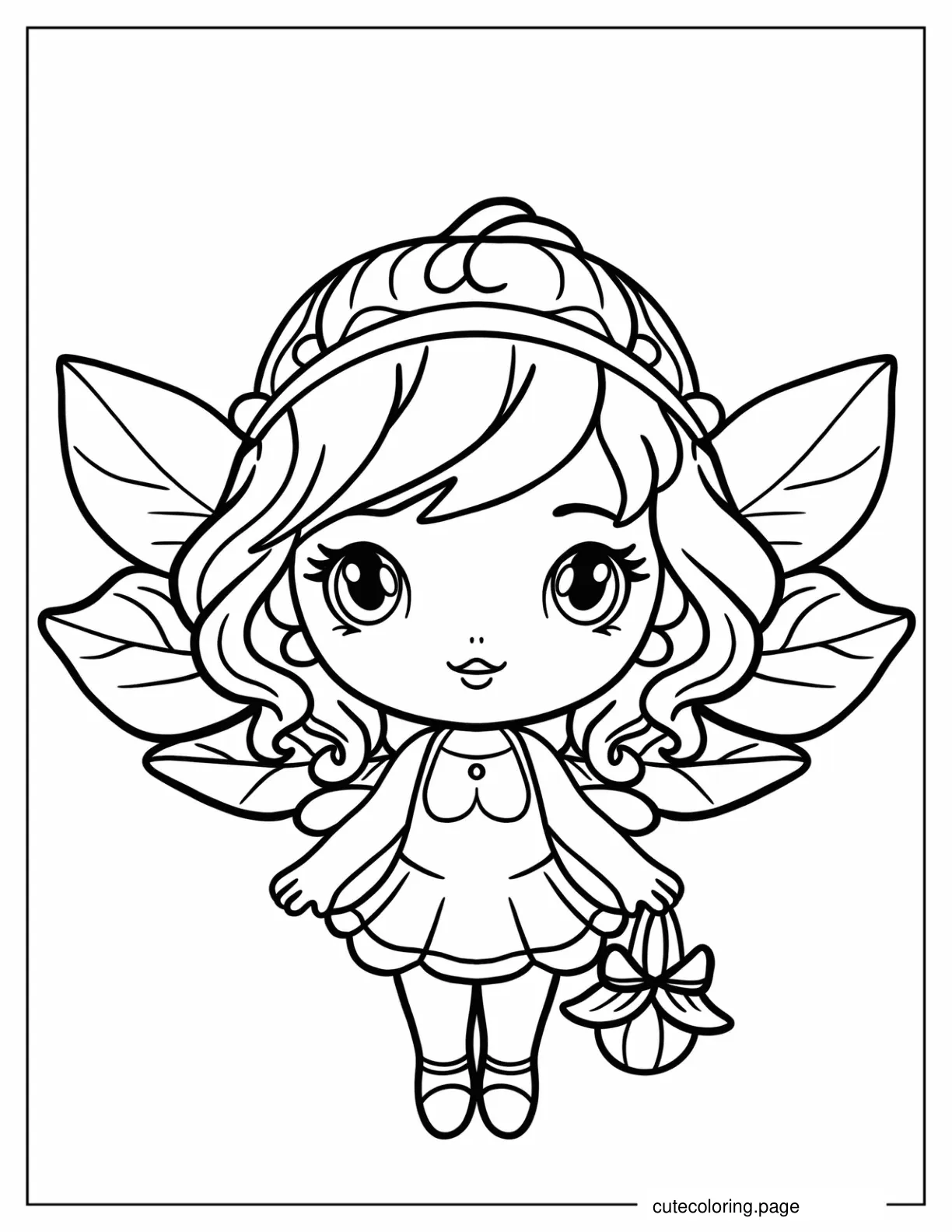 Chibi Fairy Girl Holding Basket Coloring Page coloring page