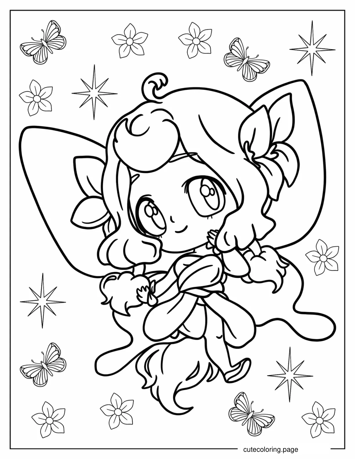 Cute Tiny Fairy Coloring Page coloring page