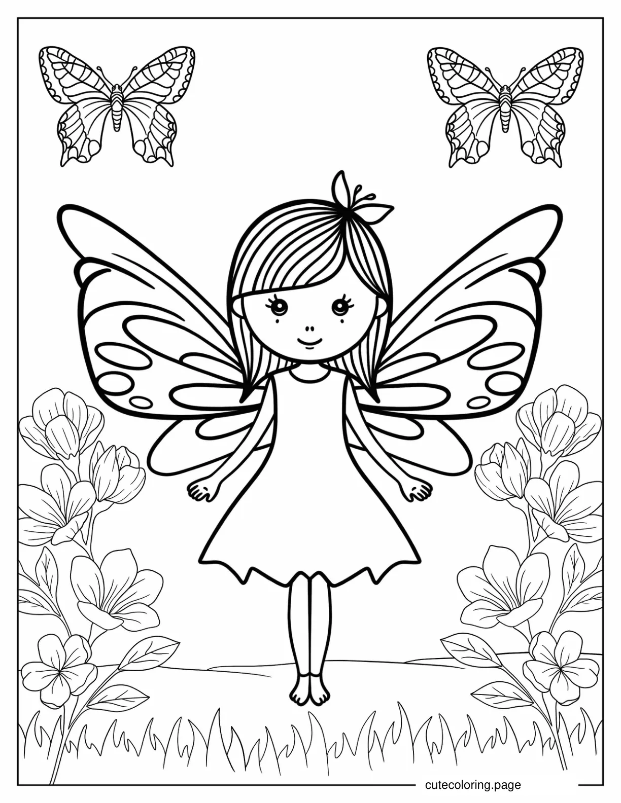 Easy Fairy Coloring Sheet For Kids coloring page