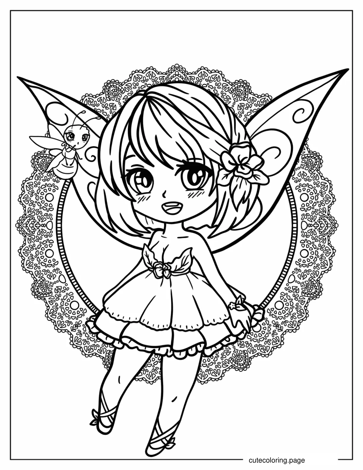 Fairy Inside Flower Mandala Coloring Sheet coloring page