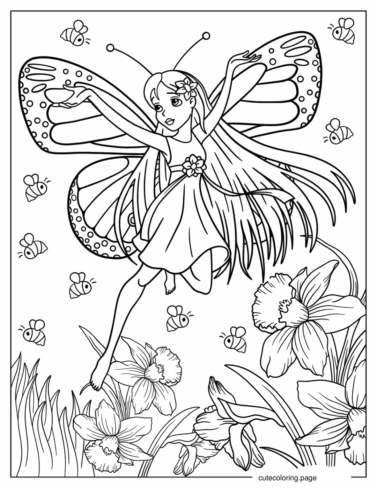 Fairy With Butterfly Wings Coloring Sheet coloring page