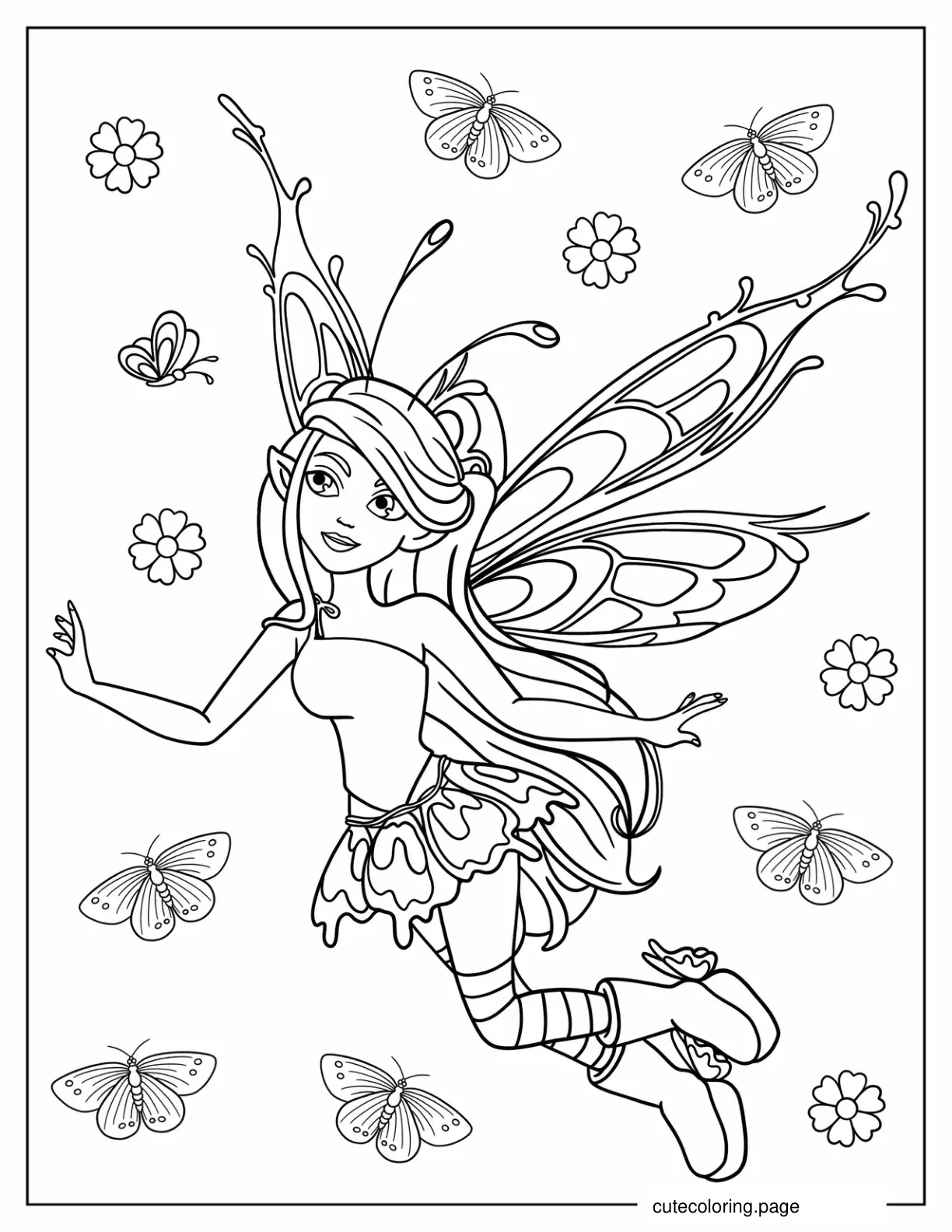 Forest Fairy Dancing In The Air coloring page