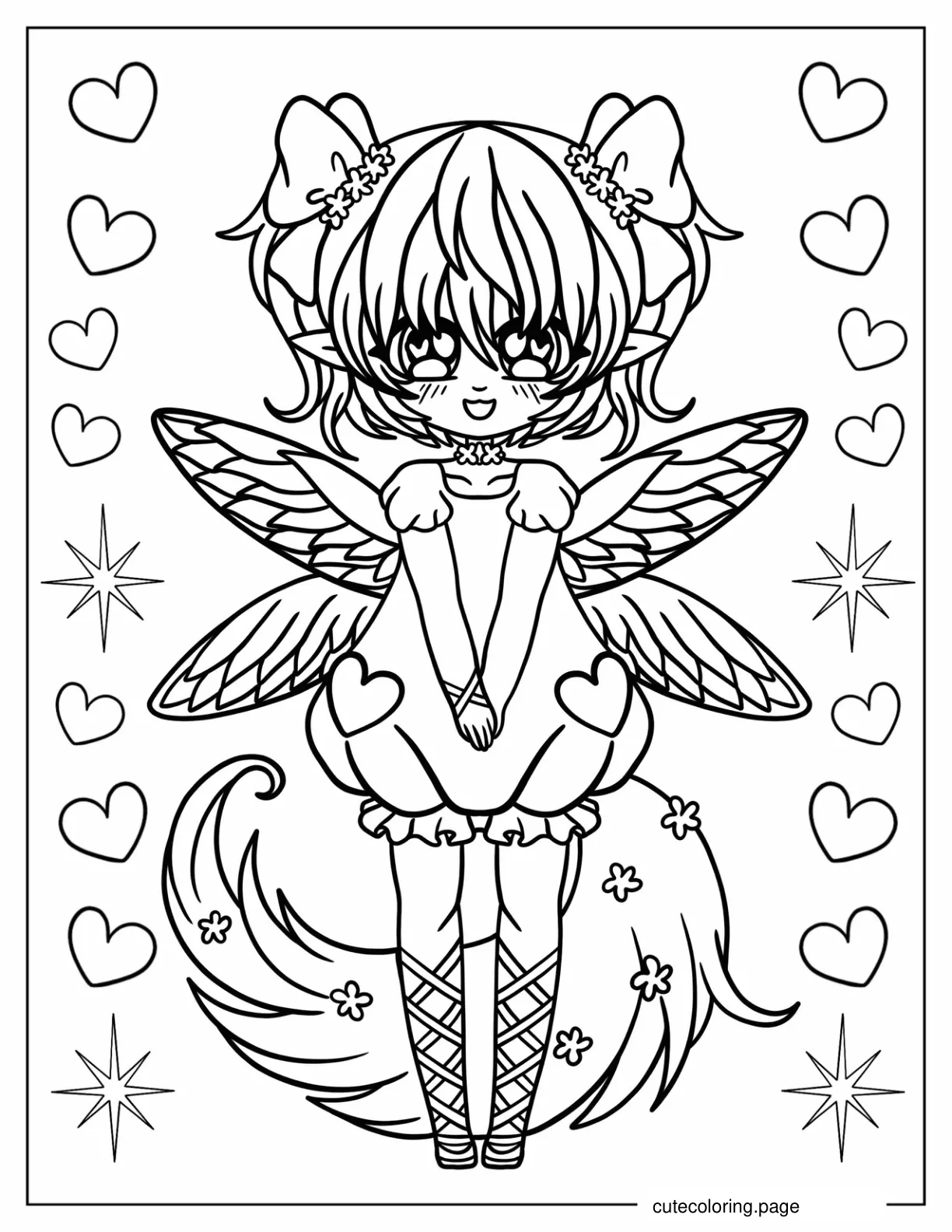 Kawaii Anime Fairy Coloring Page coloring page