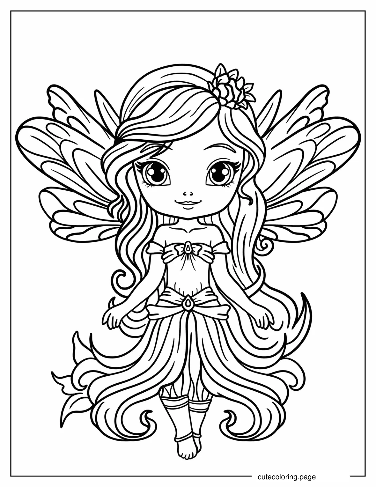 Kawaii Fairy Princess Coloring Page For Kids coloring page