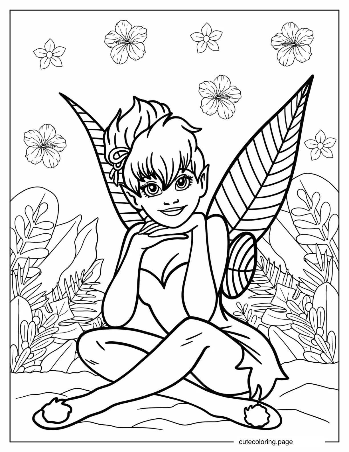 Tinker Bell In The Forest Coloring Page coloring page