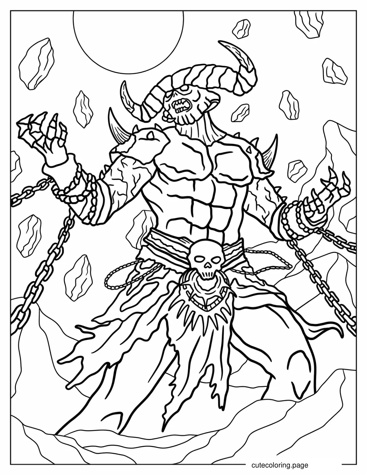 Dark Fantasy Lord In Chains Coloring Page coloring page