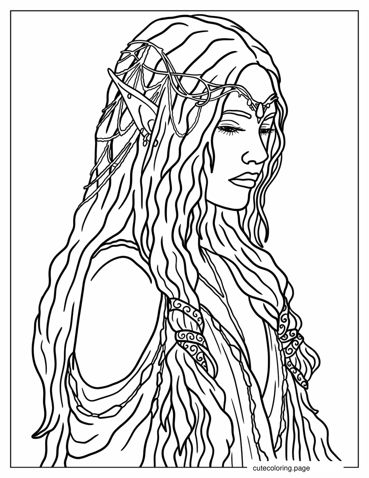 Realistic Elf Woman Coloring Page coloring page