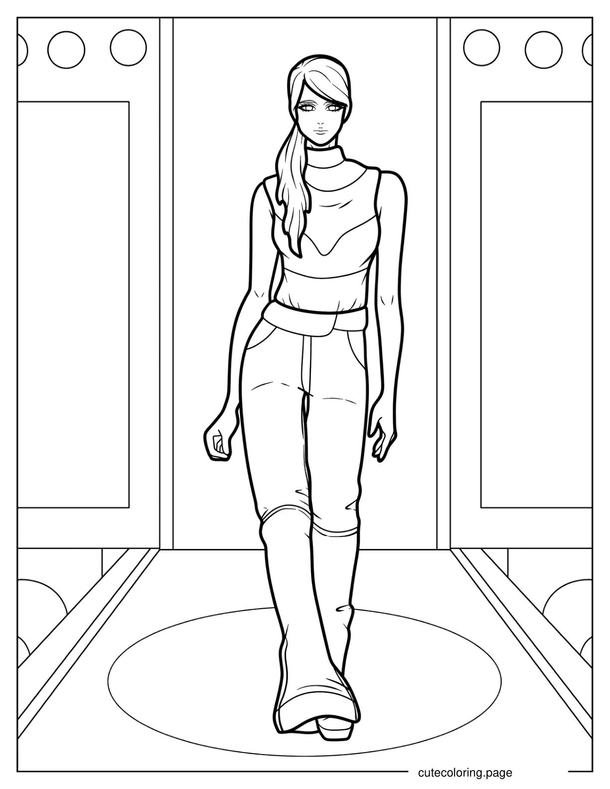 Fashion Model Walking Down The Runway Coloring Sheet coloring page