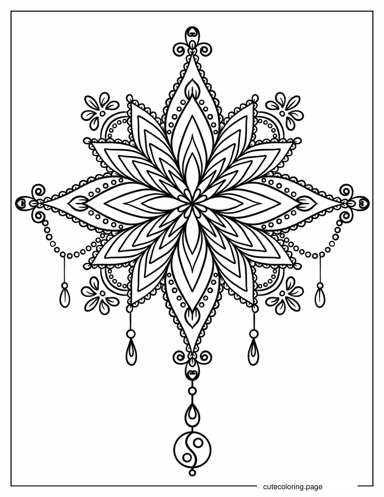 Dreamcatcher Flower Mandala Coloring Page coloring page