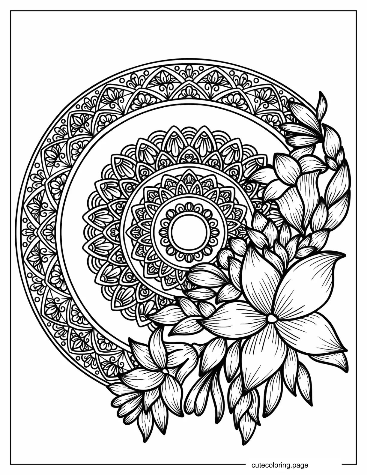 Rings Of Flower Mandala With Daisies coloring page