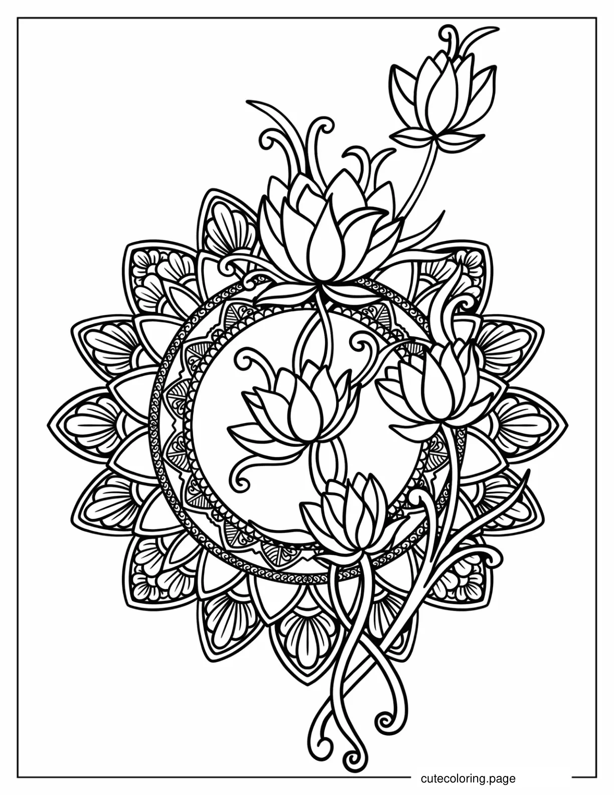 Simple Lily Flower Mandala coloring page