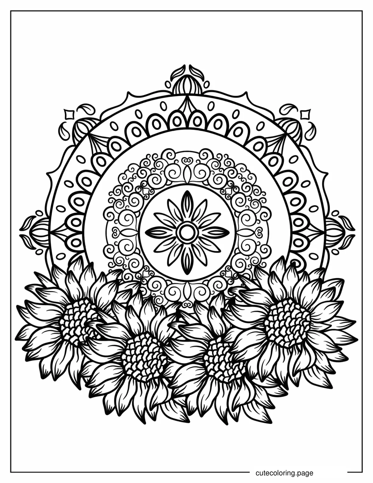 Sunflower Mandala coloring page