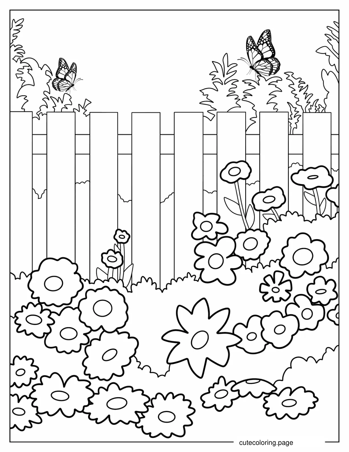 Butterfly Garden To Color For Kids coloring page