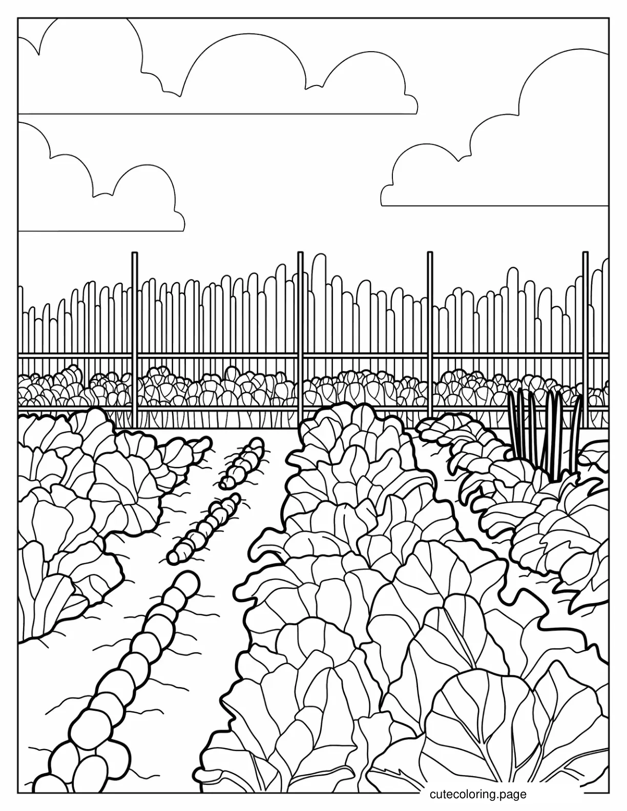 Detailed Vegetable Garden To Color coloring page