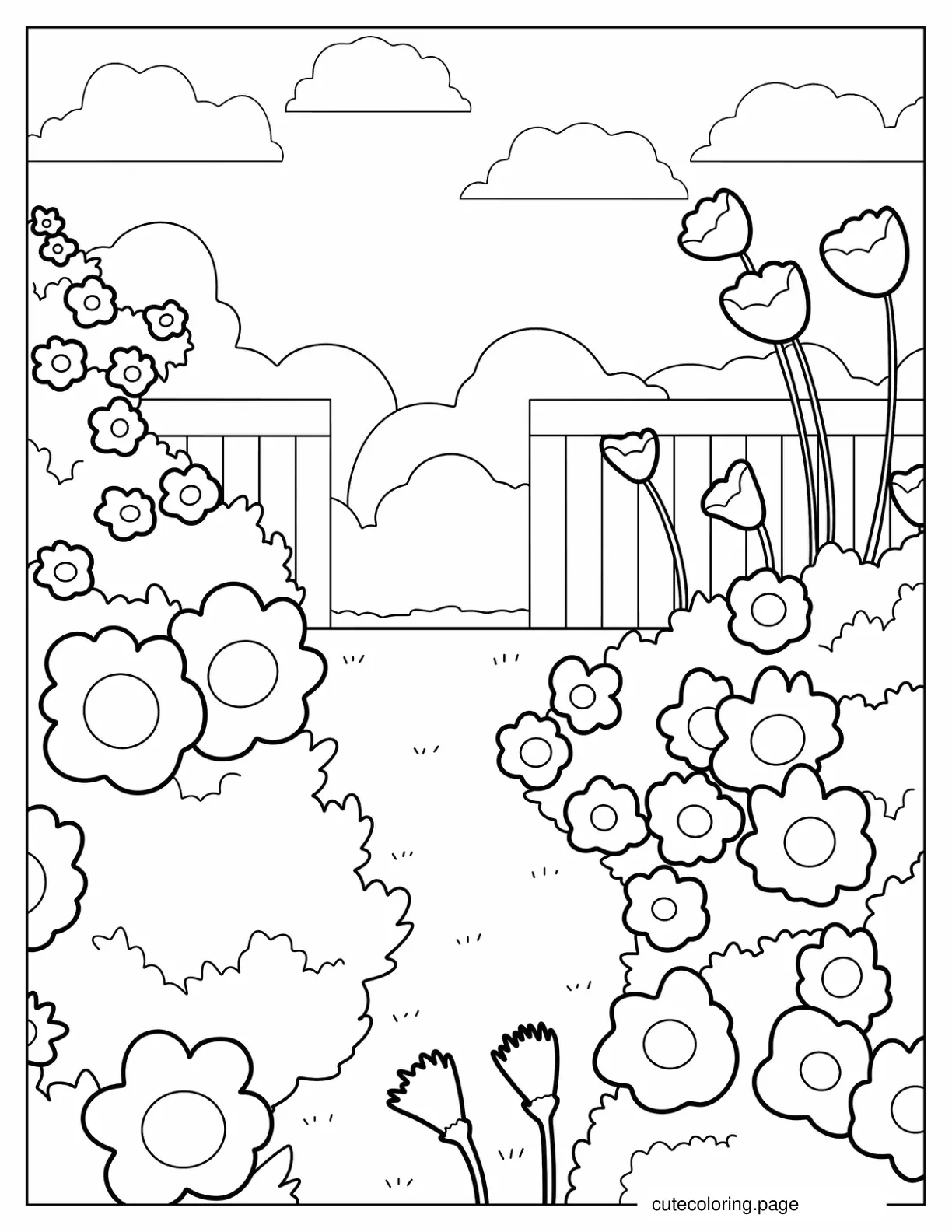 Easy Coloring Page Of Flower Garden coloring page