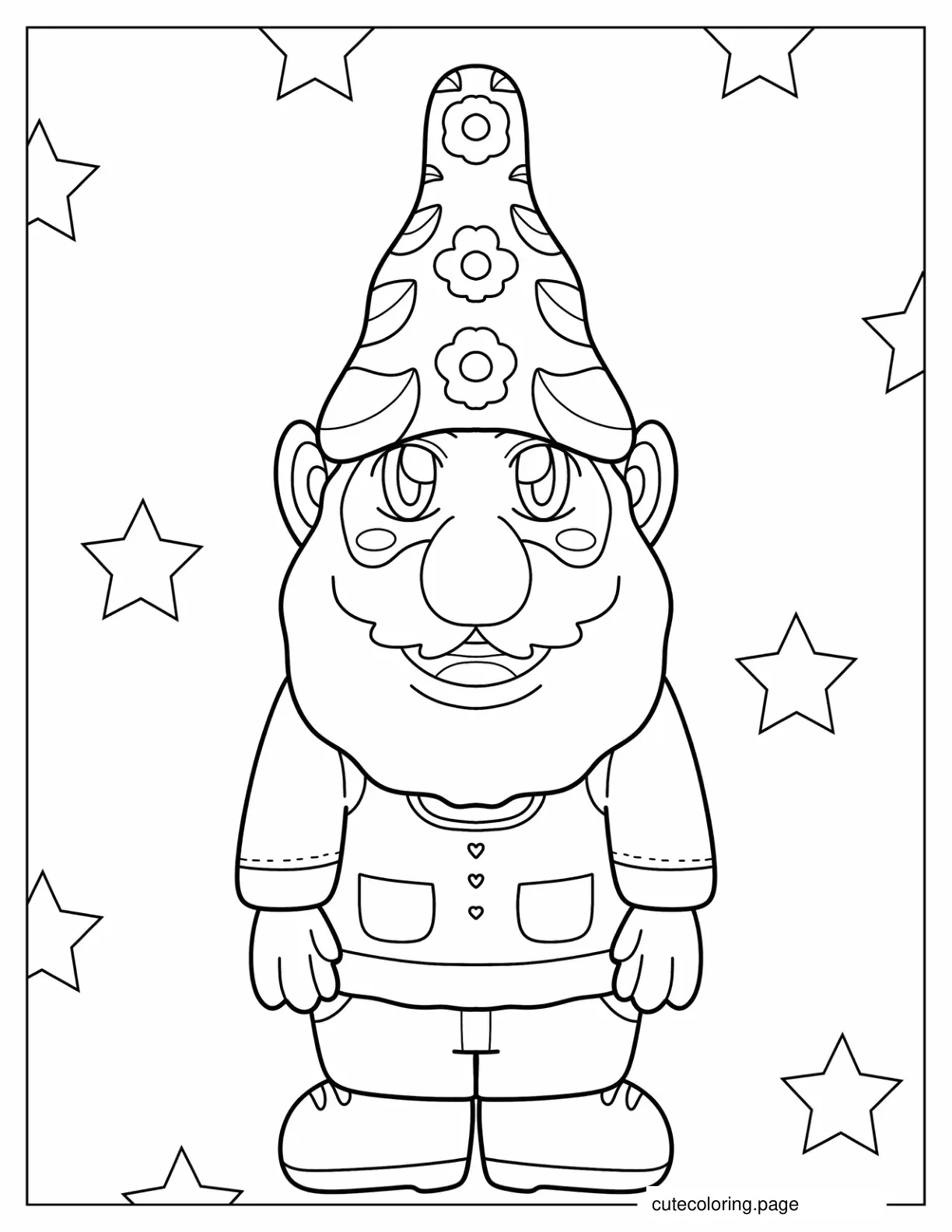 Easy Garden Gnome Outline coloring page