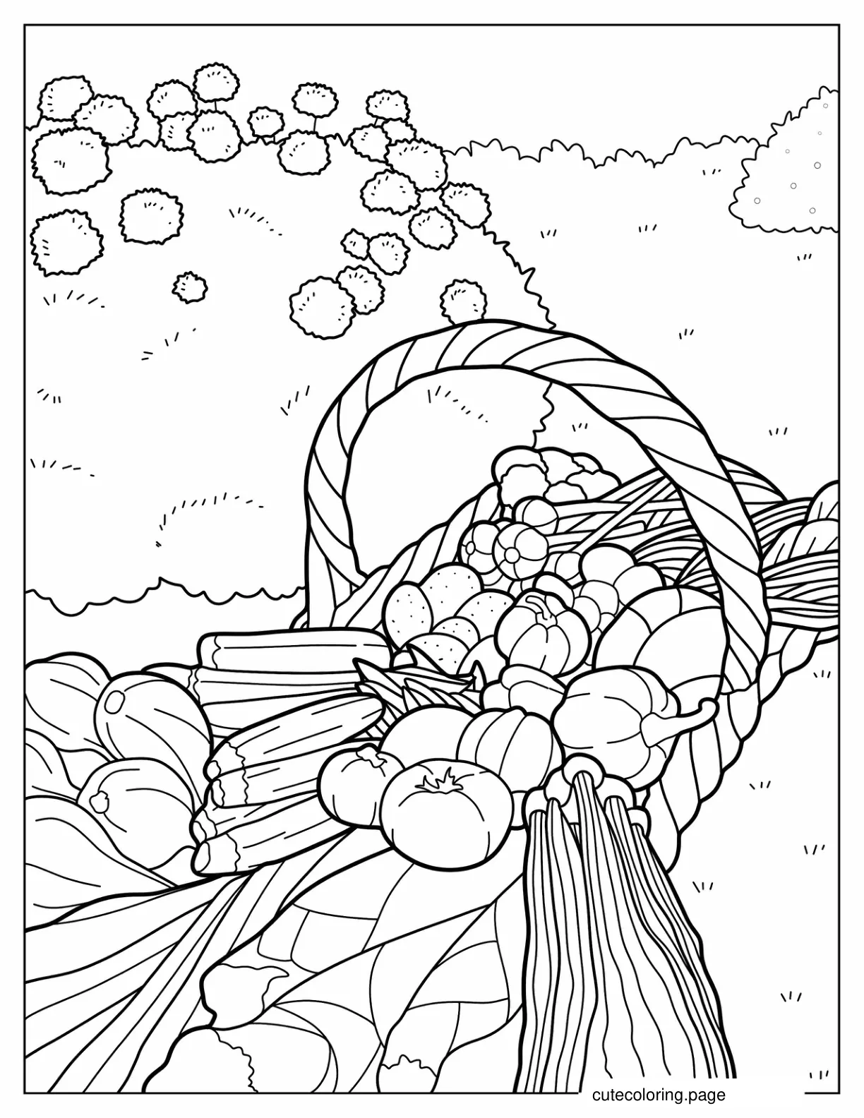 Realistic Coloring Sheet of Vegetable Harvest From Garden coloring page