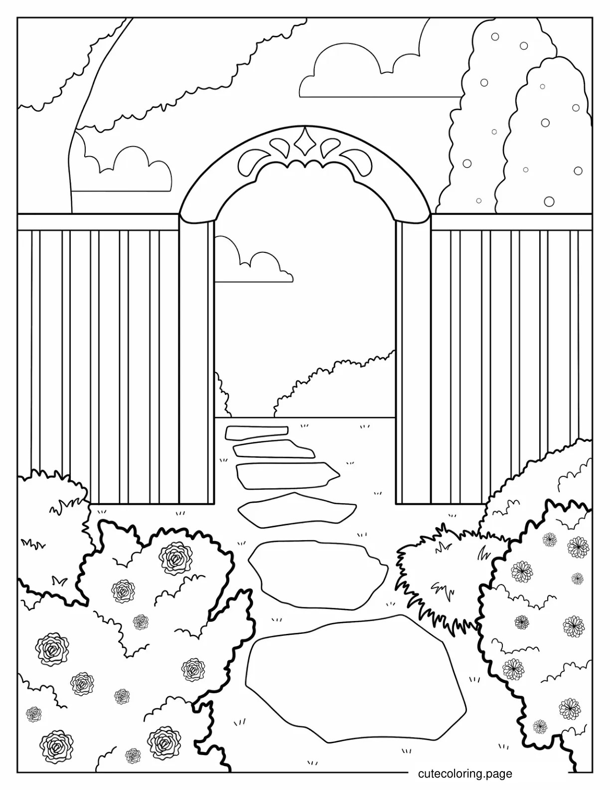 Simple Garden Entrance Coloring In coloring page