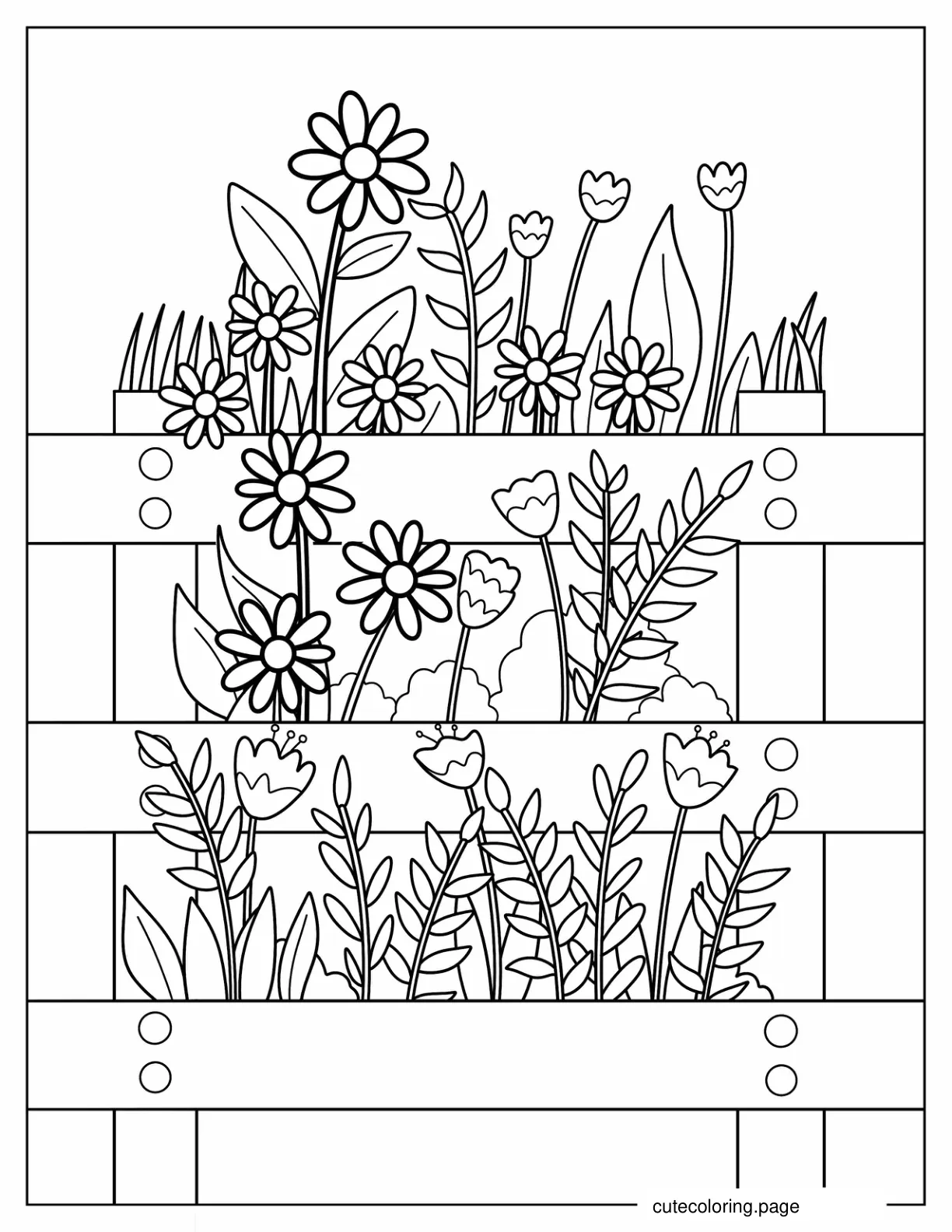 Tiers Of Flower Boxes In Garden coloring page