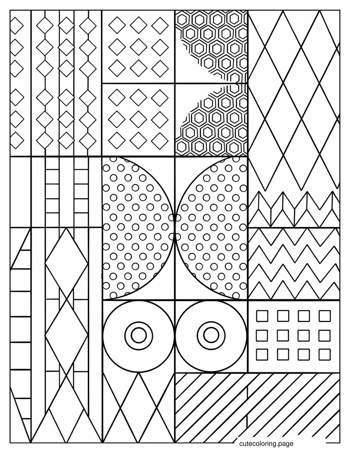 Full Page Geometric Shapes coloring page