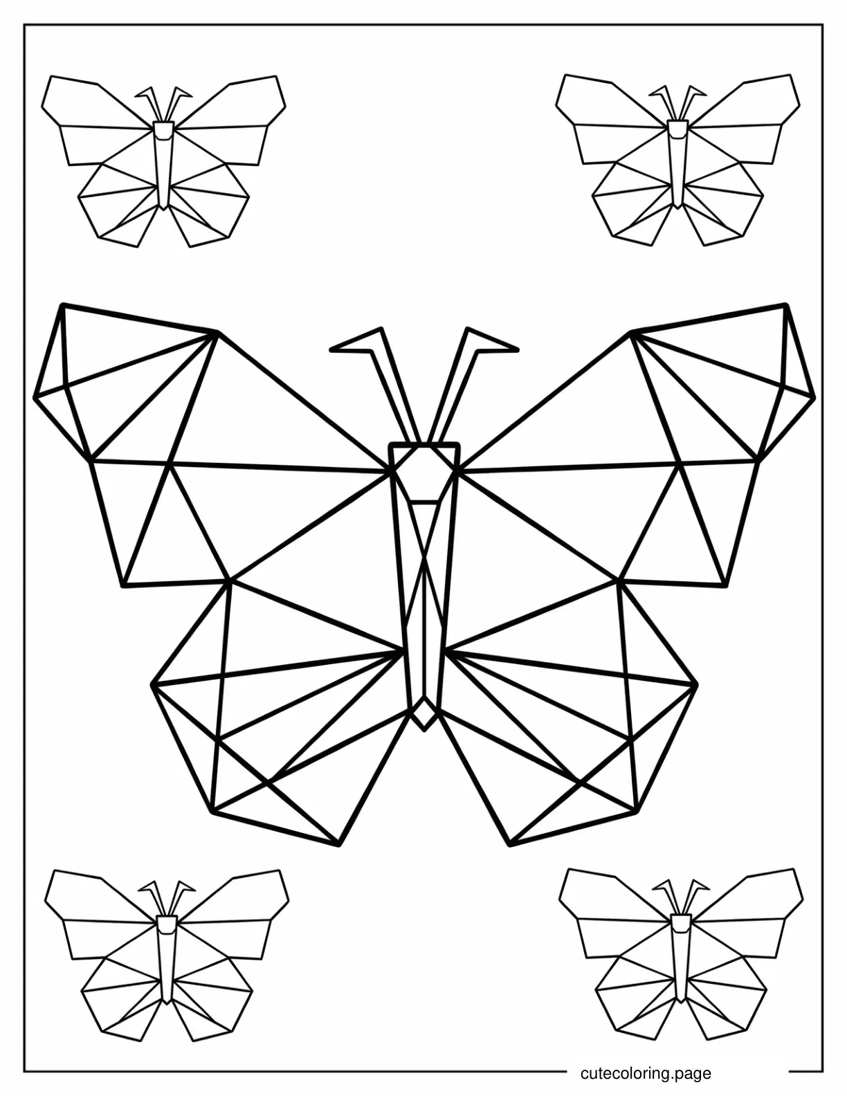 Geometric Butterflies Coloring Sheet For Kids coloring page