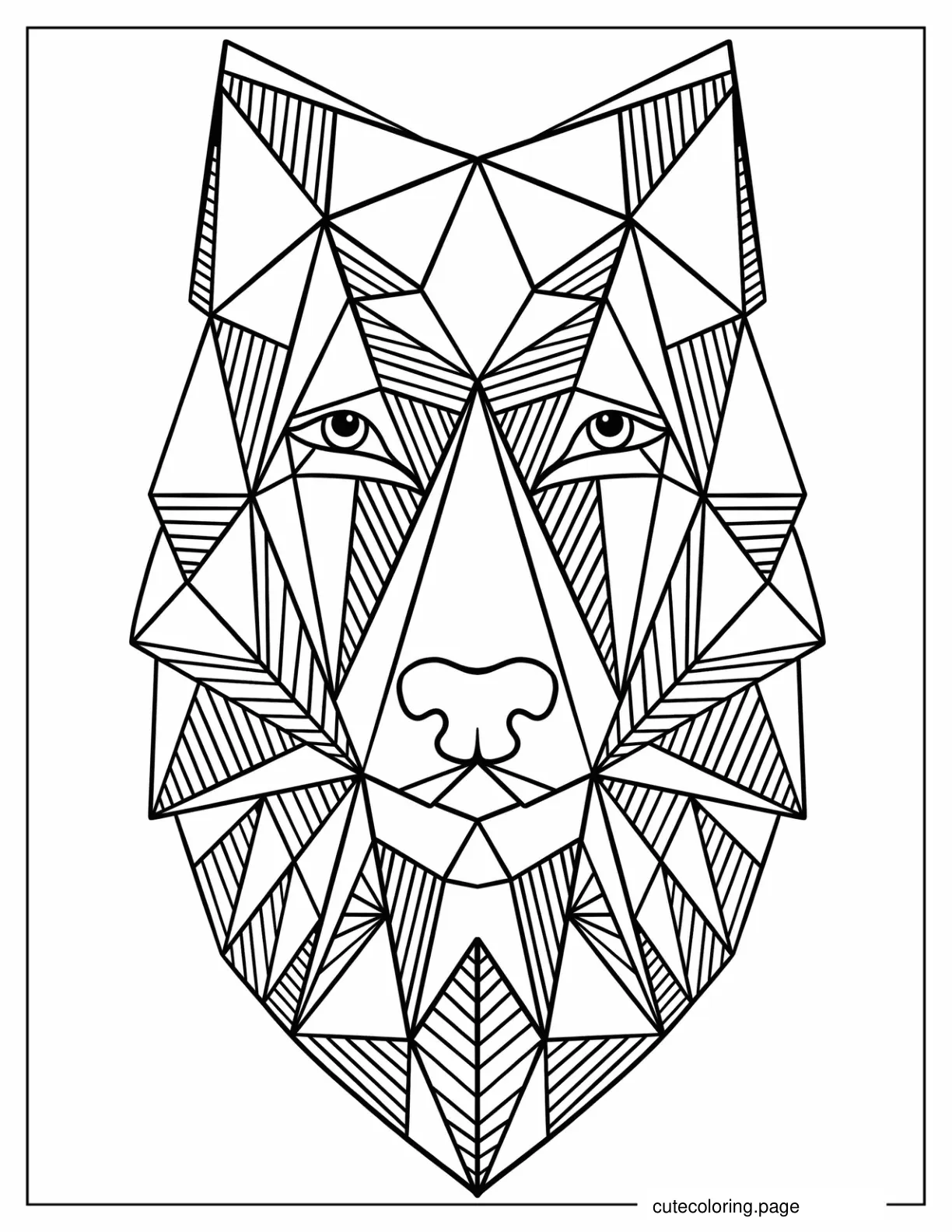 Geometric Dog Face Coloring Sheet For Kids coloring page