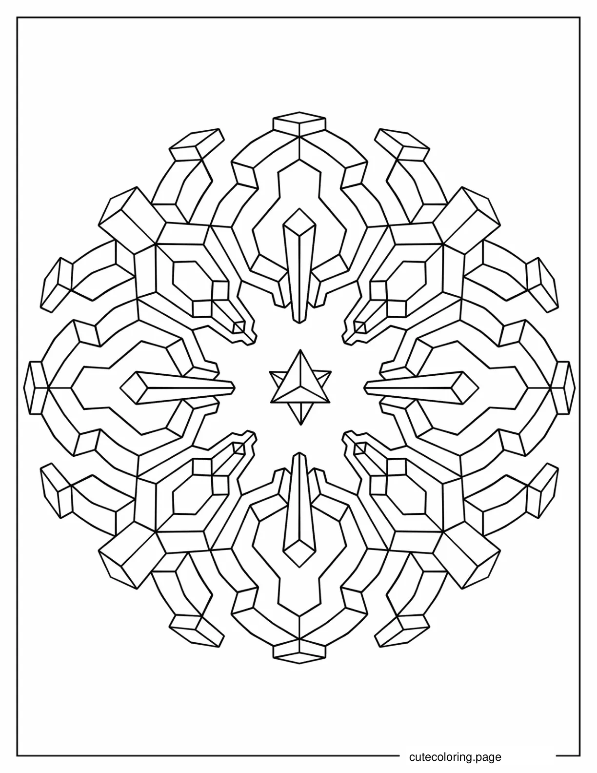 Geometric Snowflake Coloring Sheet coloring page