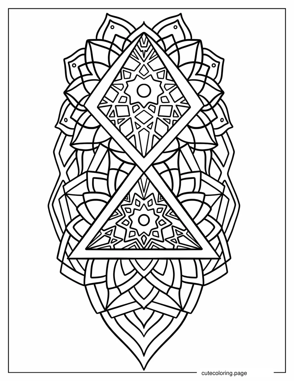 Intricate Geometric Petal Mandala Coloring Page coloring page