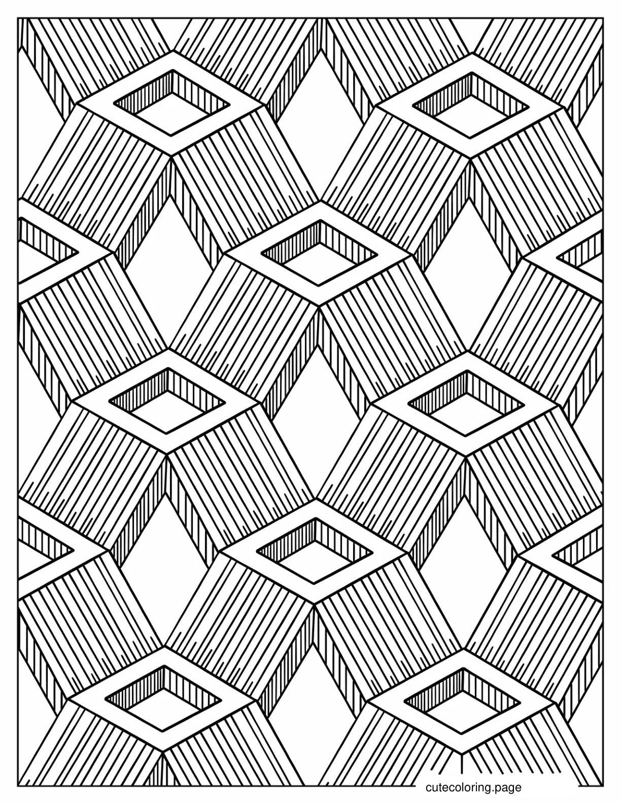 Ramp Loop Geometric Pattern Coloring Sheet coloring page