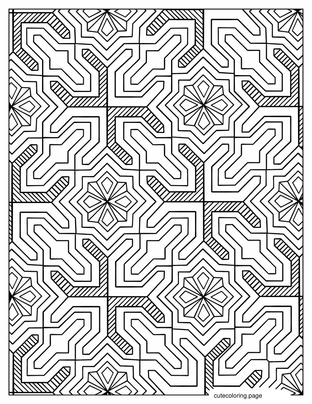 Shaded Stars And Diamonds Geometric Shapes coloring page