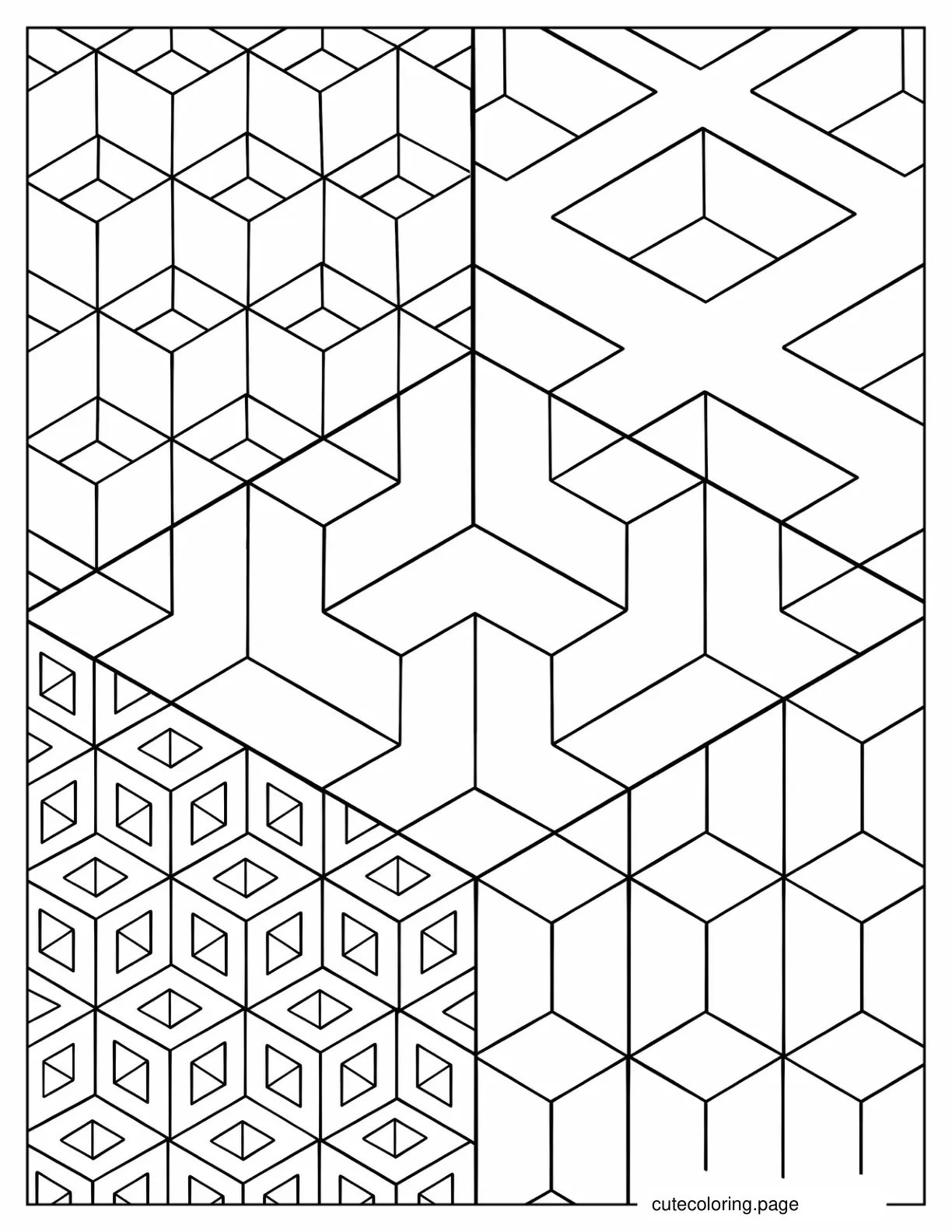 Trompe L_oeil Geometric Optical Illusion coloring page