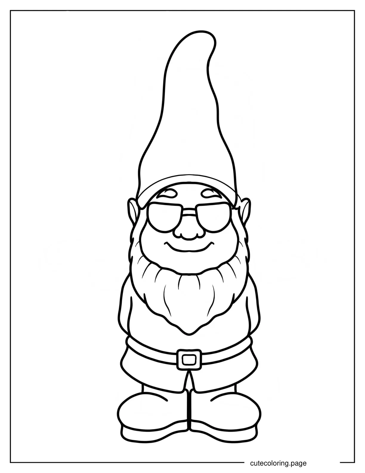 Cool Gnome Wearing Sunglasses Coloring Sheet 1 coloring page