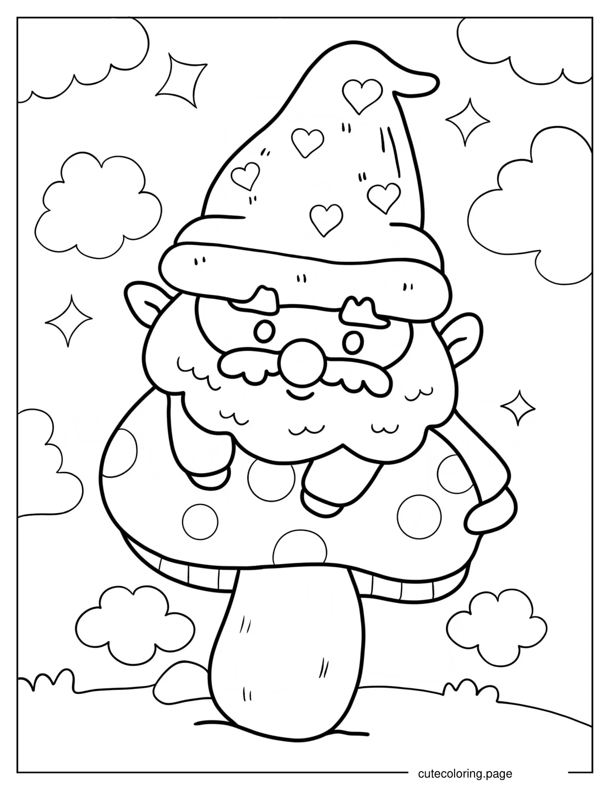 Fluffy Gnome In The Sky Coloring Page 1 coloring page