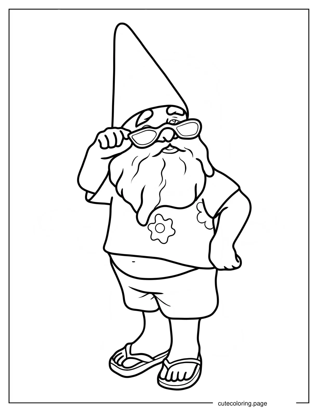 Gnome In Tropical Shirt With Sunglasses 1 coloring page