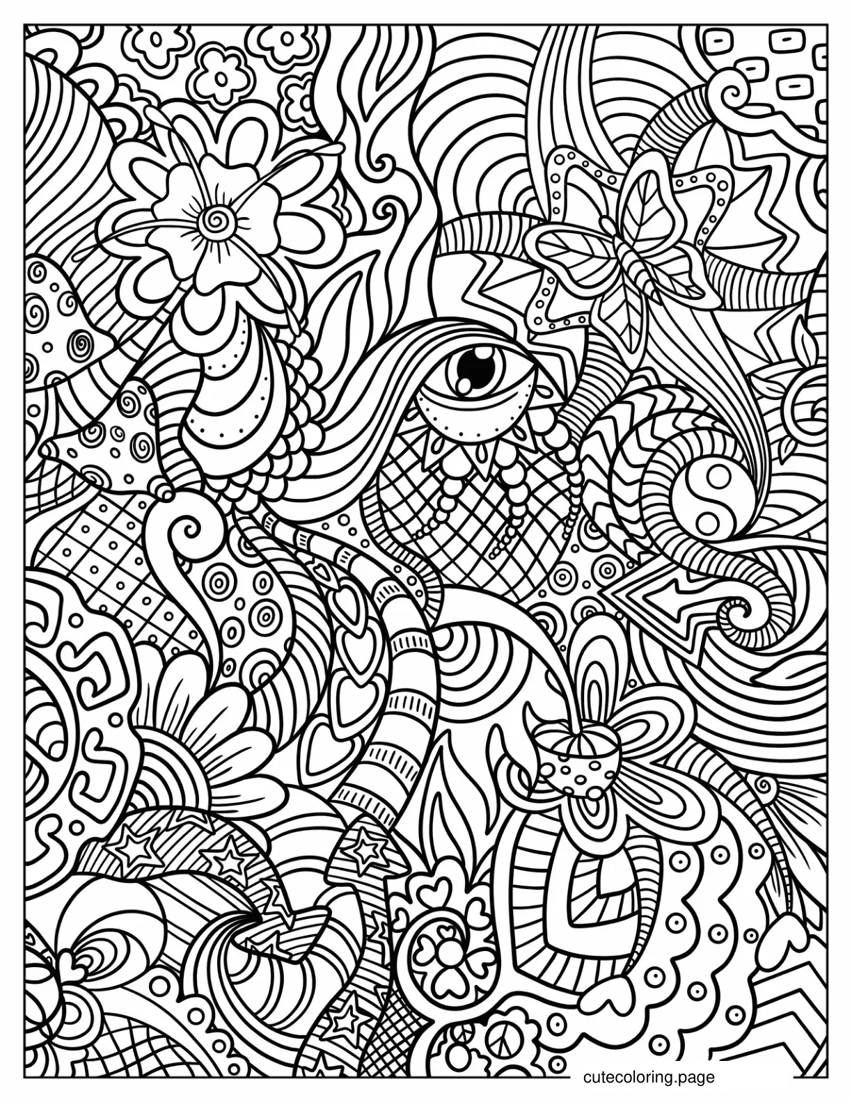 Intricate Full Page Hippie Mandala Coloring Sheet coloring page