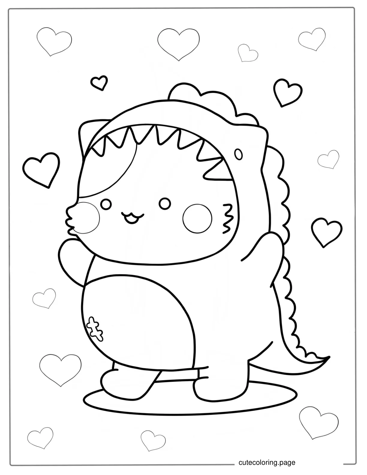 Adorable Kawaii Dinosaur Coloring Page coloring page