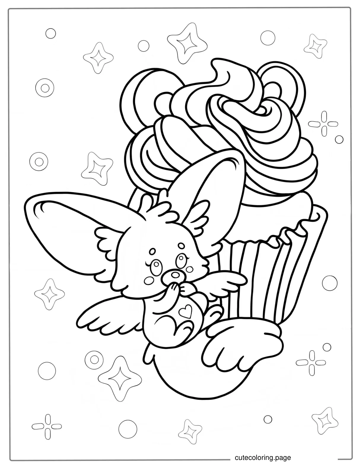 Cute Kawaii Cupcake Coloring Page coloring page