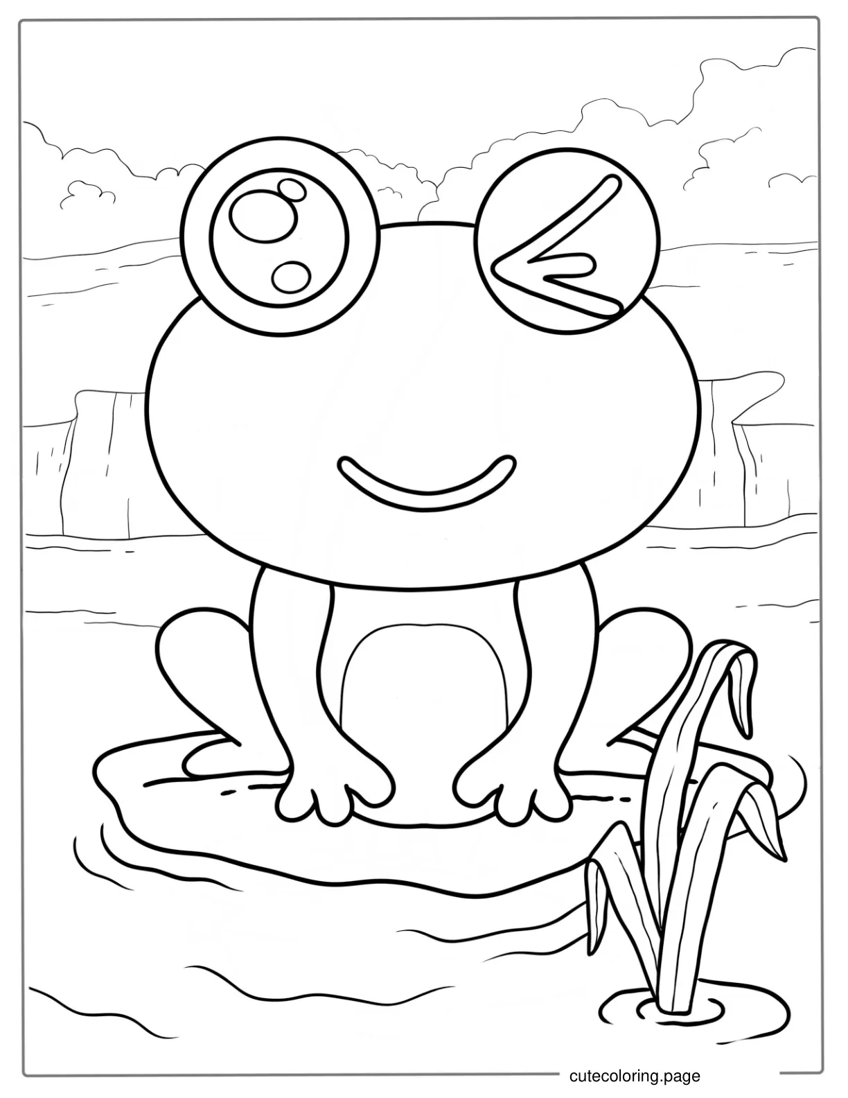 Cute Kawaii Frog Coloring Sheet coloring page