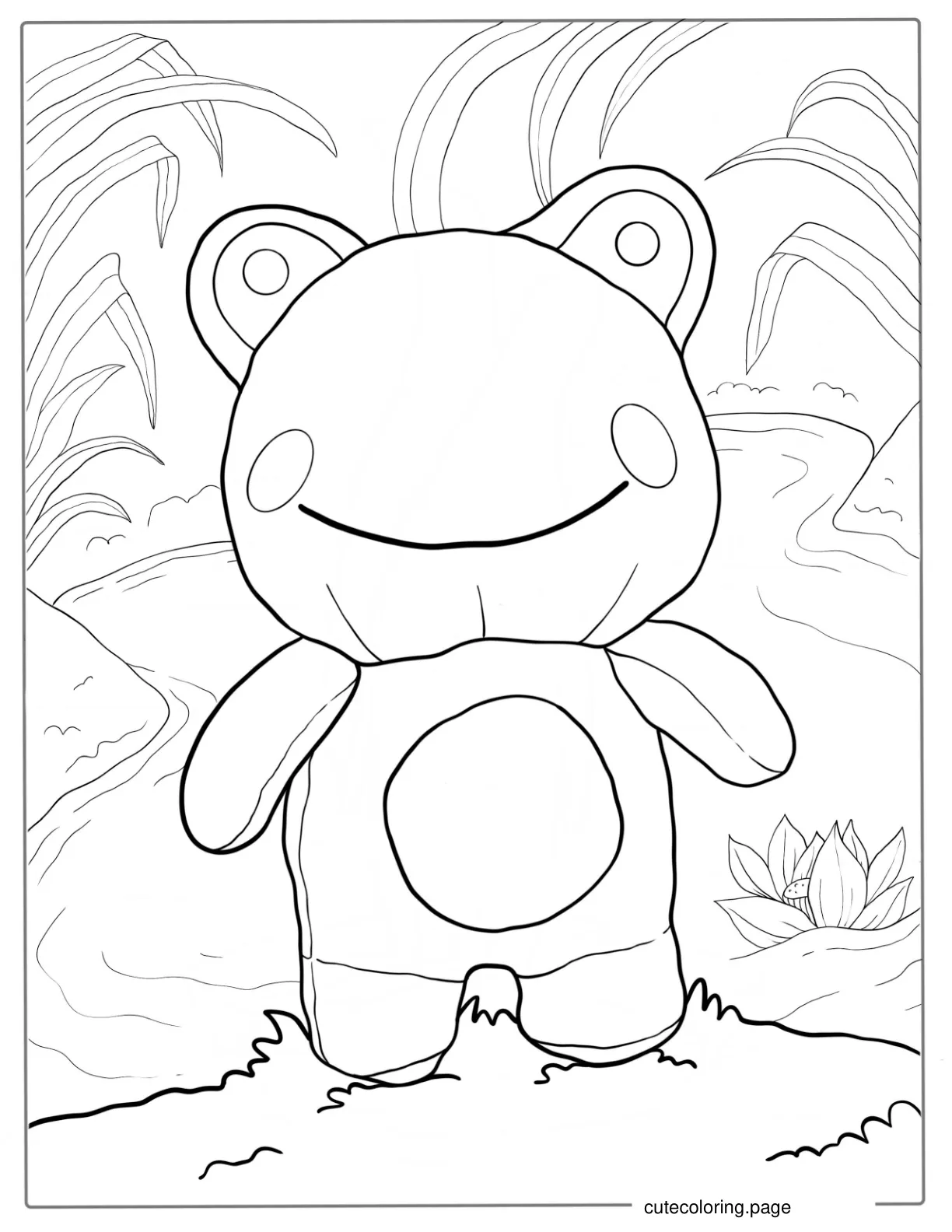 Cute Kawaii Frog In The Wild coloring page