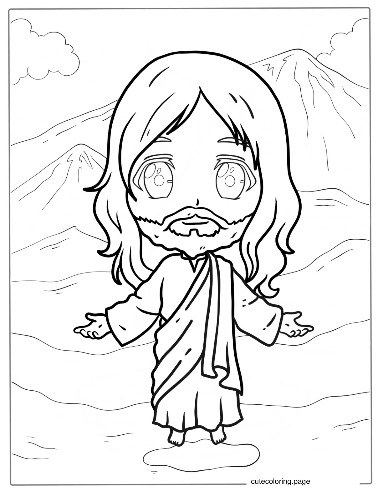 Cute Kawaii Jesus Christ Coloring In coloring page