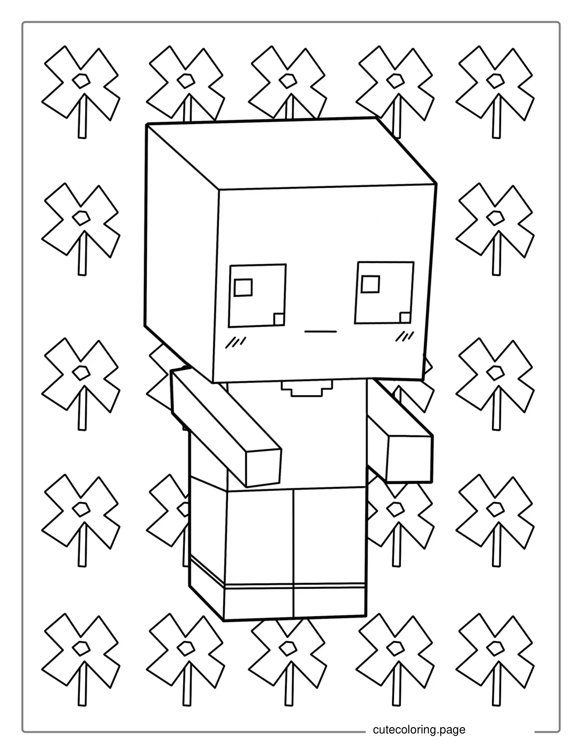 Cute Kawaii Minecraft Steve For Coloring coloring page